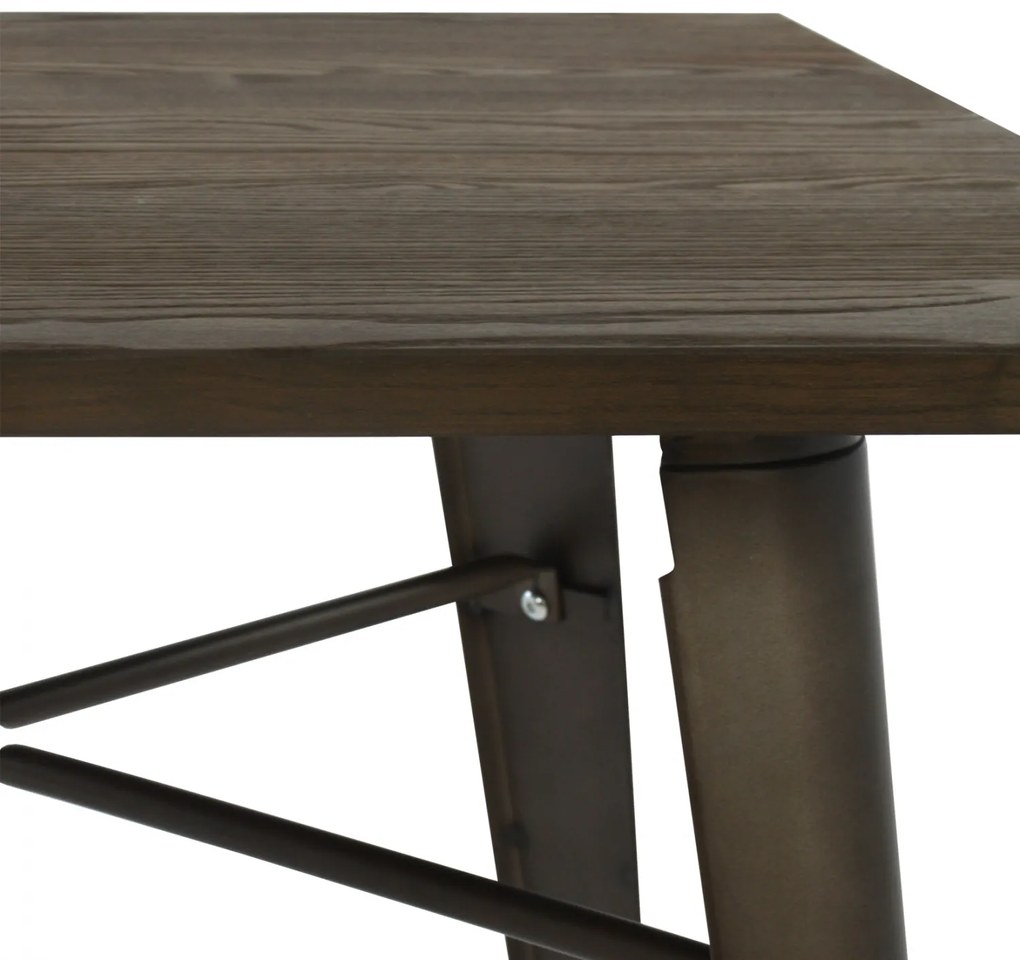 ΤΡΑΠΕΖΙ ΜΕΤΑΛΛΙΚΟ ΣΕ ΧΡΩΜΑ RUSTY ΚΑΙ ΞΥΛΟ HM0611.04 80x80x76εκ