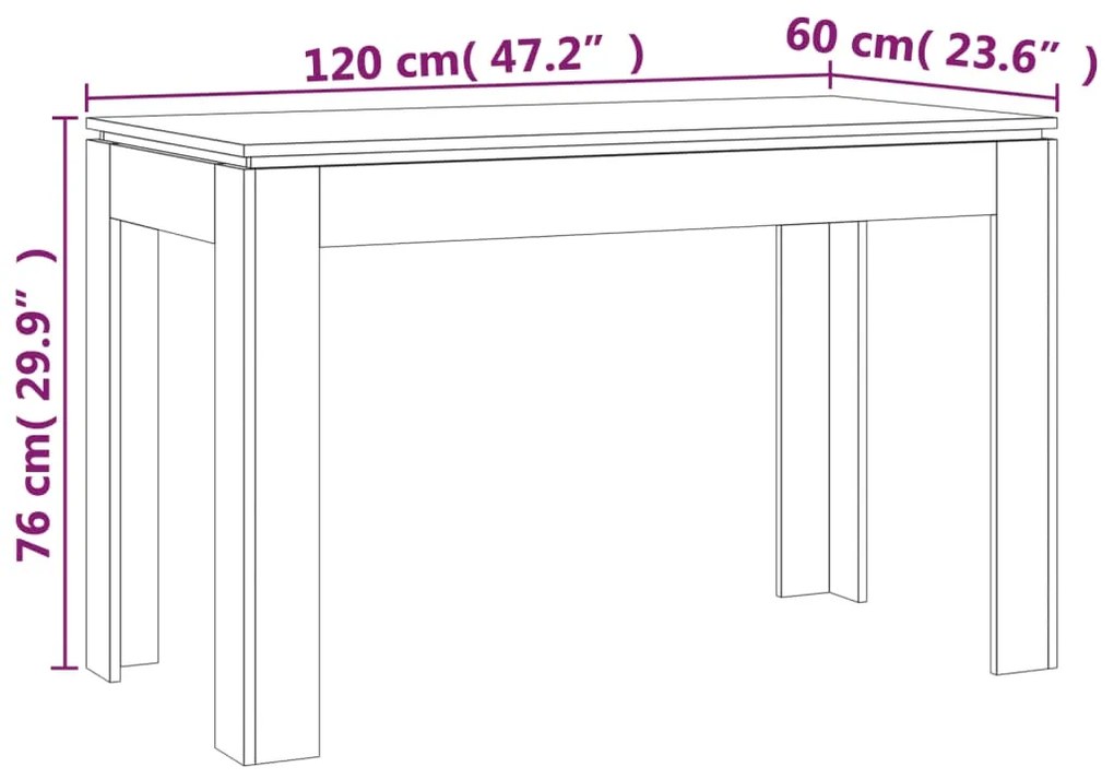 Τραπεζαρία Γκρι Sonoma 120 x 60 x 76 εκ. από Επεξεργασμένο Ξύλο - Γκρι