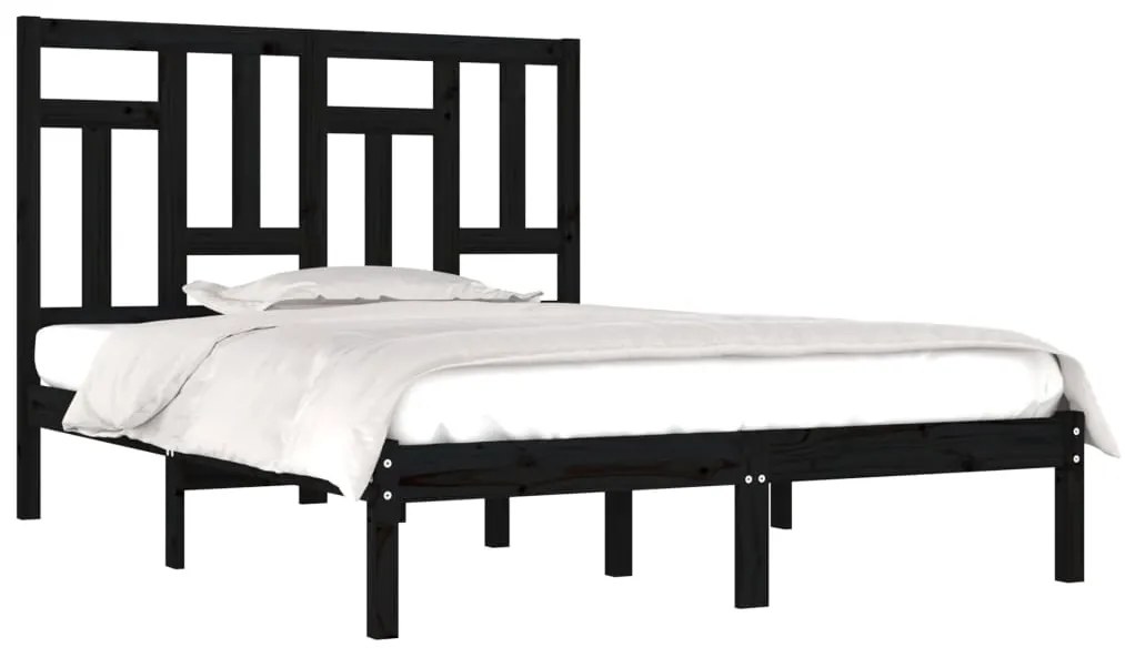 vidaXL Πλαίσιο Κρεβατιού Μαύρο 200 x 200 εκ. από Μασίφ Ξύλο Πεύκου