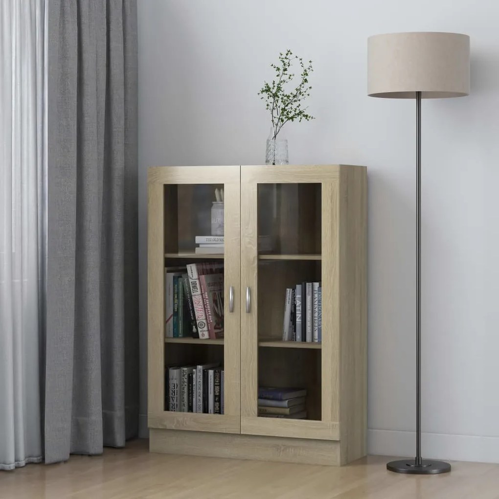 Βιτρίνα Χρώμα Sonoma Δρυς 82,5 x 30,5 x 115 εκ. Επεξ. Ξύλο 802753