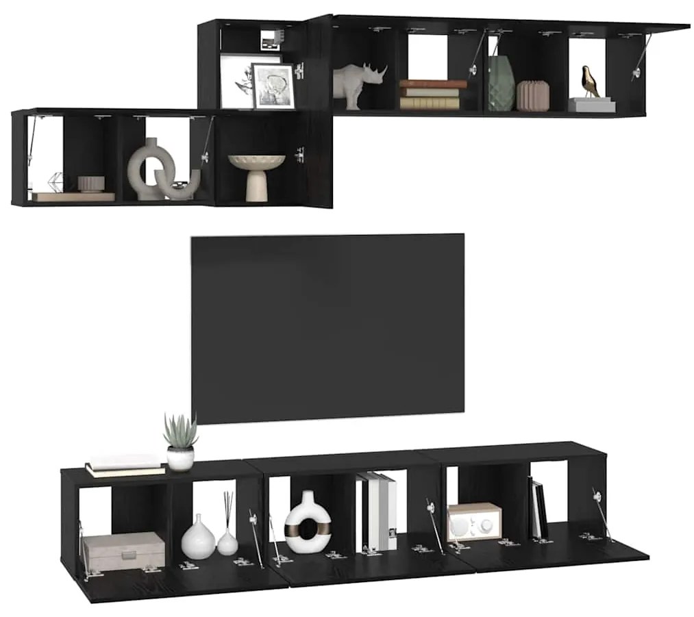 vidaXL Σετ επίπλου τηλεόρασης με ράφι Άλλο 7 pcs Μαύρη Δρυς 60 x 30 x 30 cm