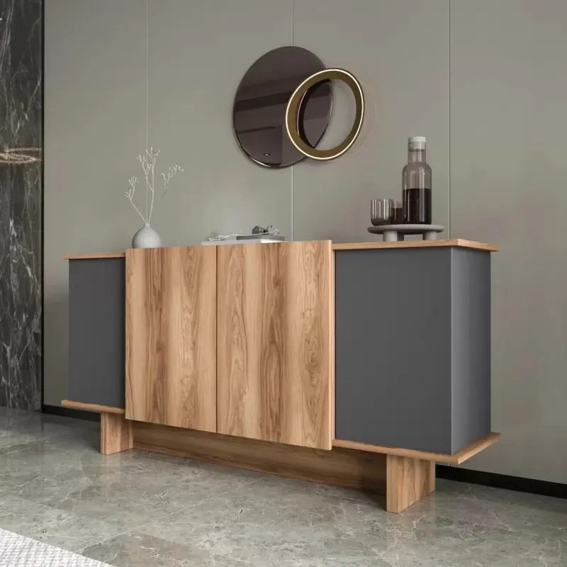 Μπουφές Aramos ανθρακί - oak 180x45x80 εκ. 180x45x80 εκ.