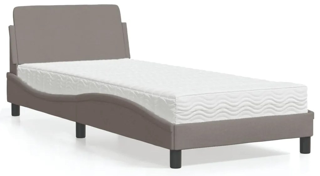 vidaXL Κρεβάτι με Στρώμα Taupe 90x200 εκ. Υφασμάτινο