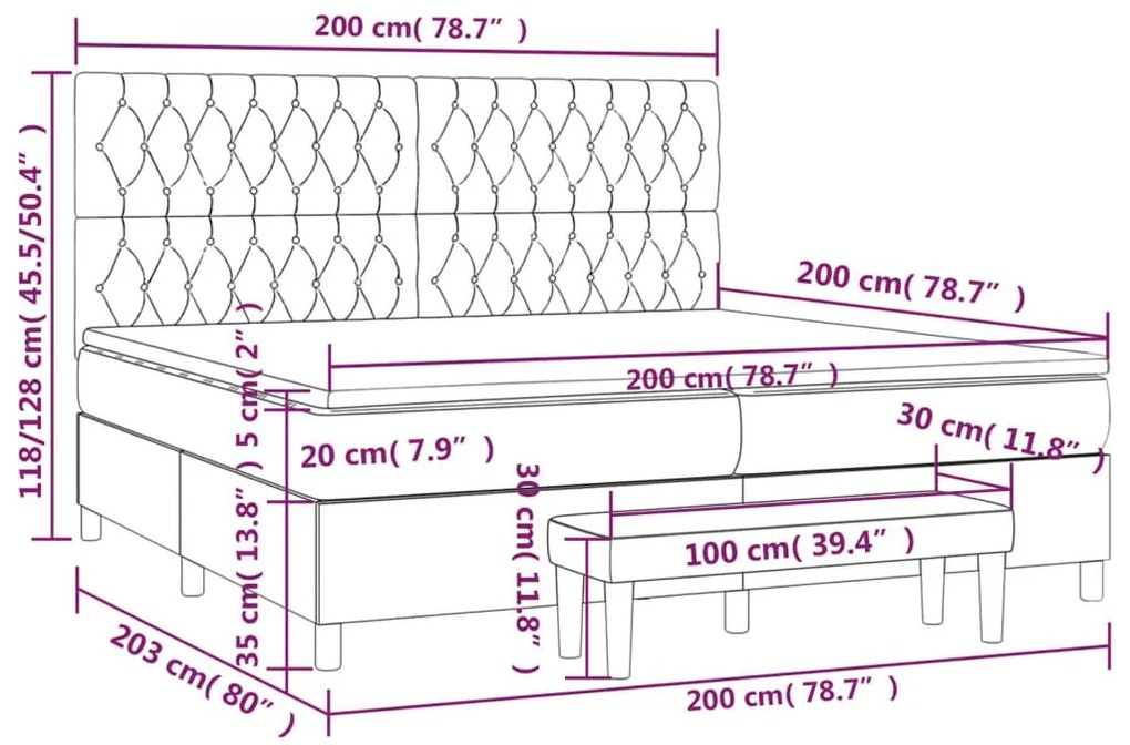 Κρεβάτι Boxspring με Στρώμα Taupe 200x200 εκ. Υφασμάτινο - Μπεζ-Γκρι