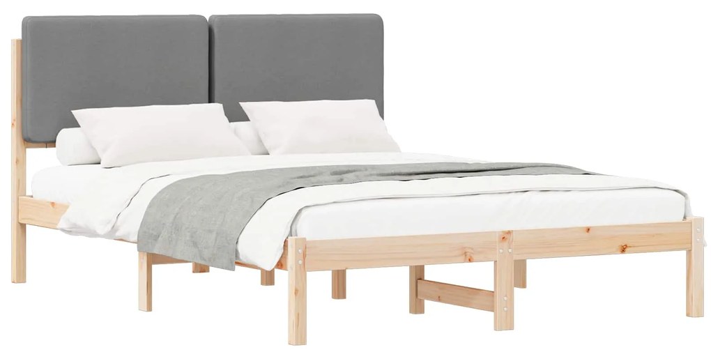 vidaXL Σκελετός Κρεβατιού με Επενδεδυμένο Κεφαλάρι Ανοιχτό γκρι