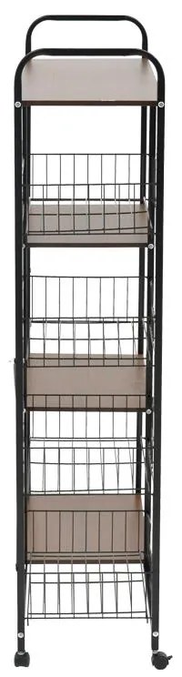 Τρόλεϊ-ραφιέρα 4όροφη Noli MDF καρυδί-μαύρο 90x30x130εκ 90x30x130 εκ.