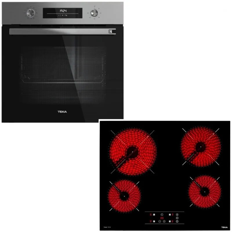 Teka Set HSB 6460 SS Πολυλειτουργικός Φούρνος 71lt &amp; TBC 64010 Κεραμική Εστία Αυτόνομη Μαύρη