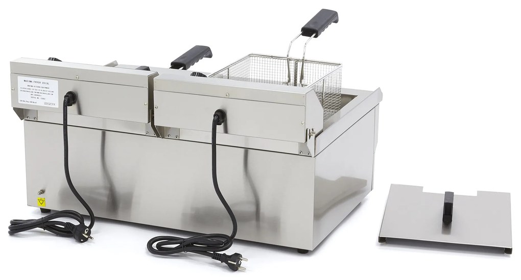 Deep Fryer - 2 x 16L - 2 Baskets - with Drain Tap