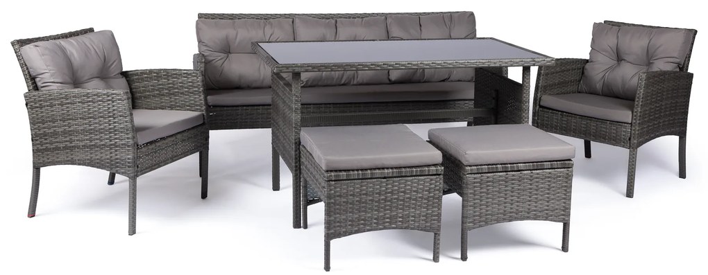 Σαλόνι κήπου "Dros" σετ 6τμχ μέταλλο-rattan σε χρώμα ανθρακί