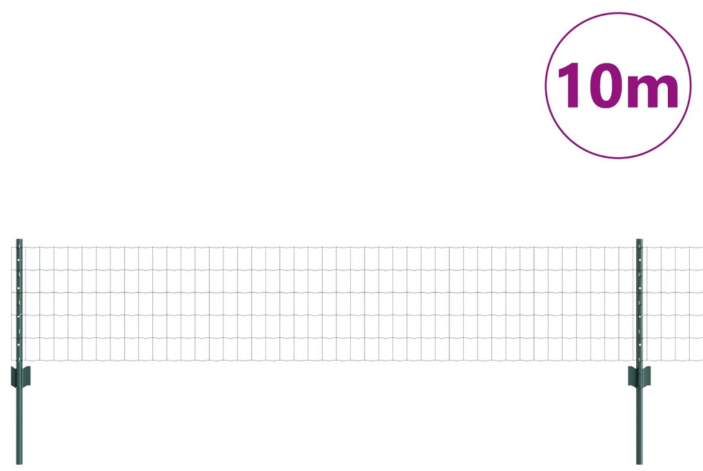 vidaXL Φράχτης Euro με 5 U Posts Πράσινο 0,4x10 μ Μέταλλο