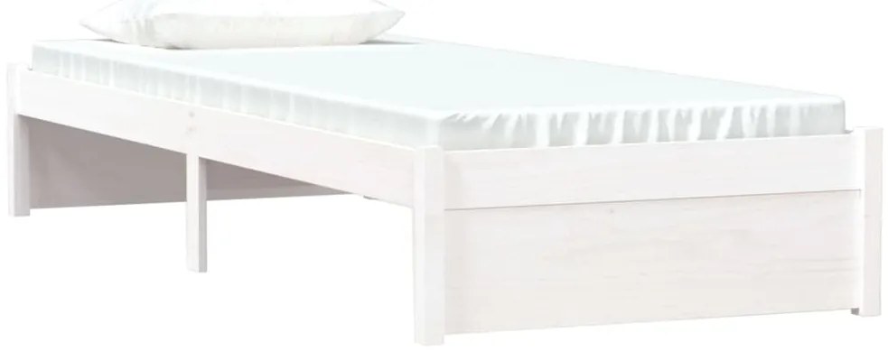 vidaXL Πλαίσιο Κρεβατιού Λευκό 75x190 εκ. Μασίφ Ξύλο Small Single