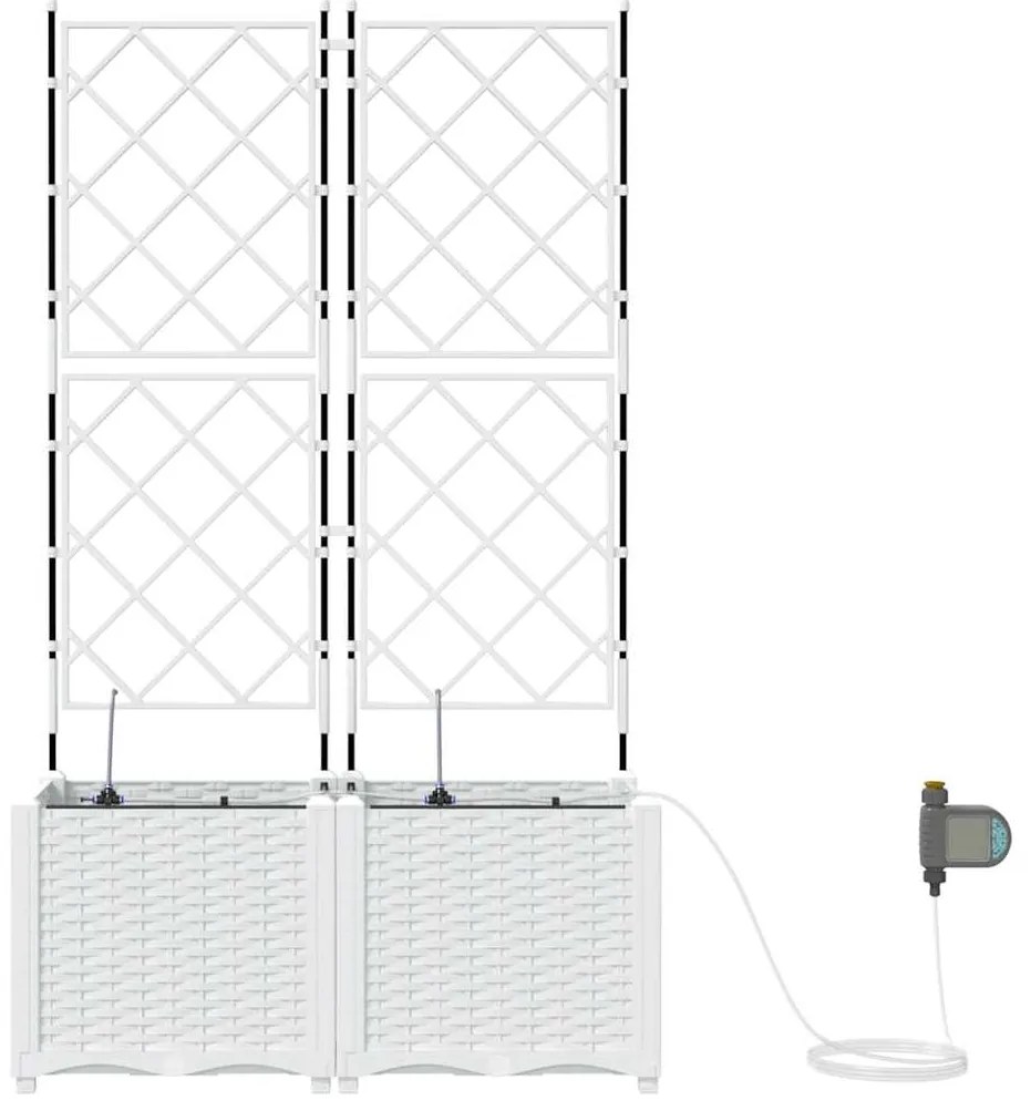 vidaXL Ζαρντινιέρες κήπου Λευκό 80 x 40 x 142 cm Ατσάλι