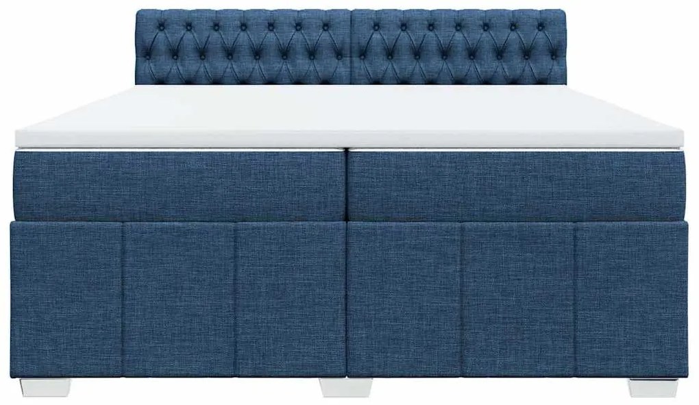 vidaXL Κρεβάτι Boxspring με Στρώμα Μπλε 200x200 εκ. Υφασμάτινο