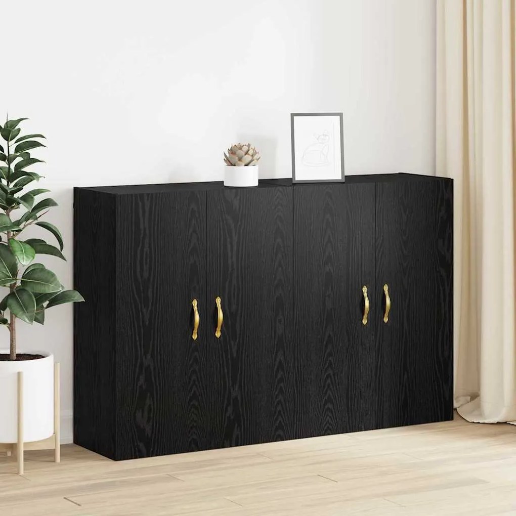vidaXL Ντουλάπια Τοίχου 2 pcs Μαύρη δρυς 69.5 x 34 x 90 εκ.