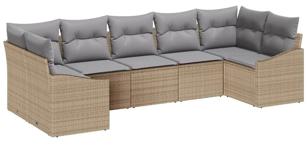 vidaXL Σέτ φαγητού για κήπο με μαξιλάρι 7 pcs Μπεζ, Ανοιχτό Γκρι