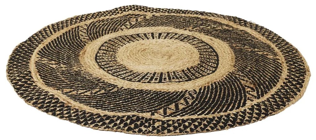 Χαλιά The home deco factory  TAPIS ROND JUTE IMPRIME NOIR 90CM M4