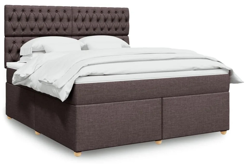 ΚΡΕΒΑΤΙ BOXSPRING ΜΕ ΣΤΡΩΜΑ ΣΚΟΥΡΟ ΚΑΦΕ 180X200 ΕΚ ΥΦΑΣΜΑΤΙΝΟ 3293669