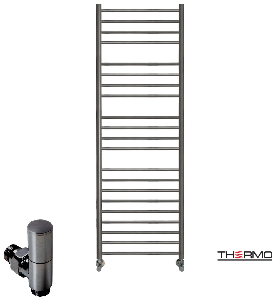 Thermo BELLAVIA Θερμαινόμενη πετσετοκρεμάστρα από ανοξείδωτο χάλυβα με υδραυλική λειτουργία 150x50cm Black Brushed PVD