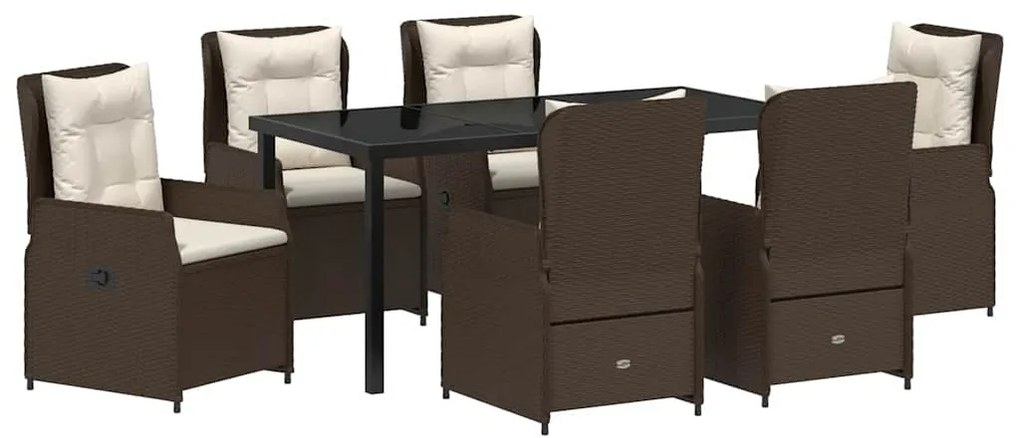 vidaXL Σέτ φαγητού για κήπο 7 pcs Καφέ συνθετικό ρατάν