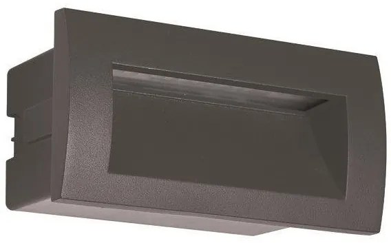 Χωνευτό Φωτιστικό LED 3W IP54 3000K Ορθογώνιο Αλουμίνιο-Γυαλί Eurolamp-145-52503-Ανθρακί 145-52503