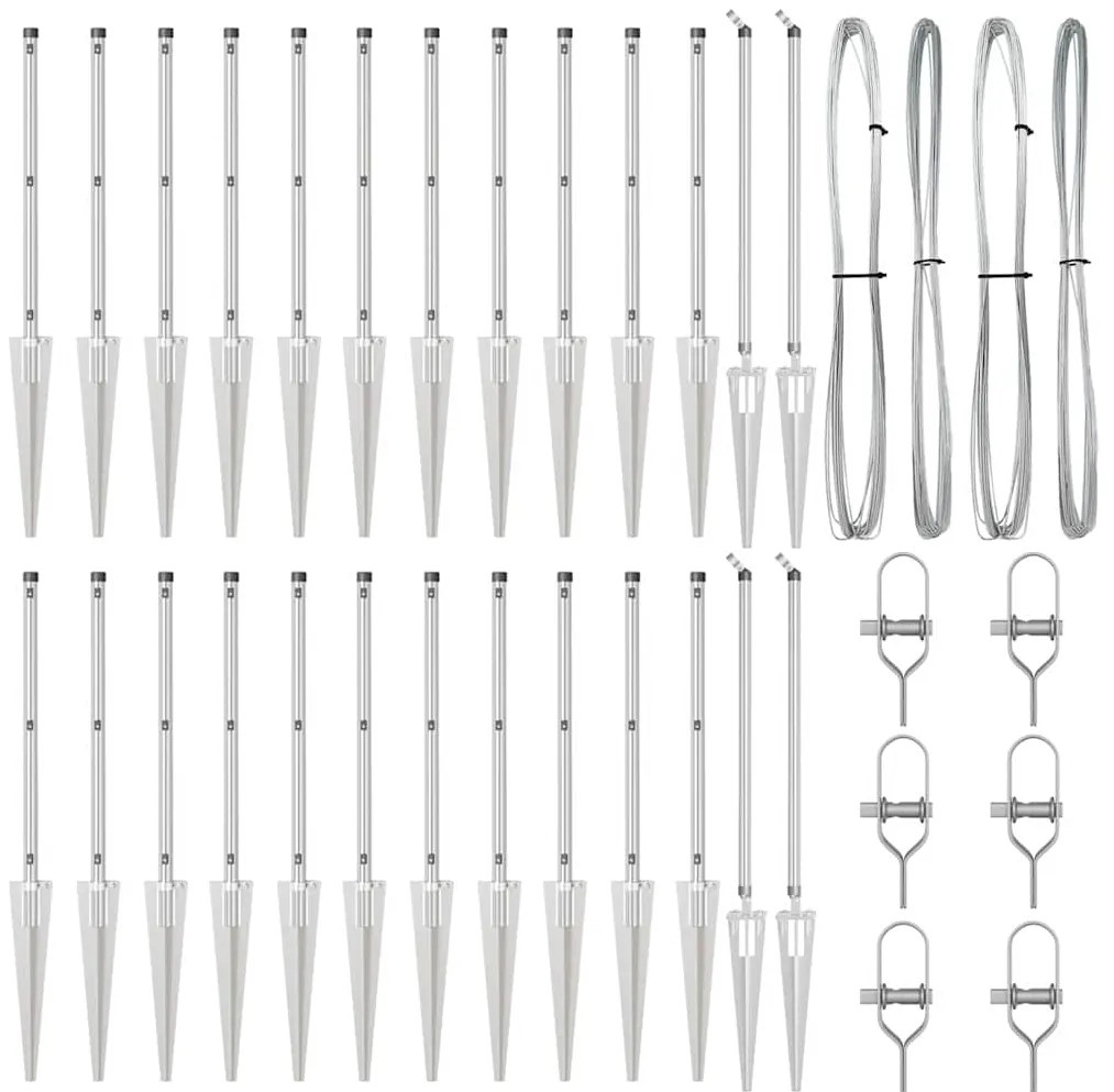 vidaXL Στύλος Περιφράξεων 26 pcs Ασημί 3.2 x 3.2 x 60 εκ Ατσάλι