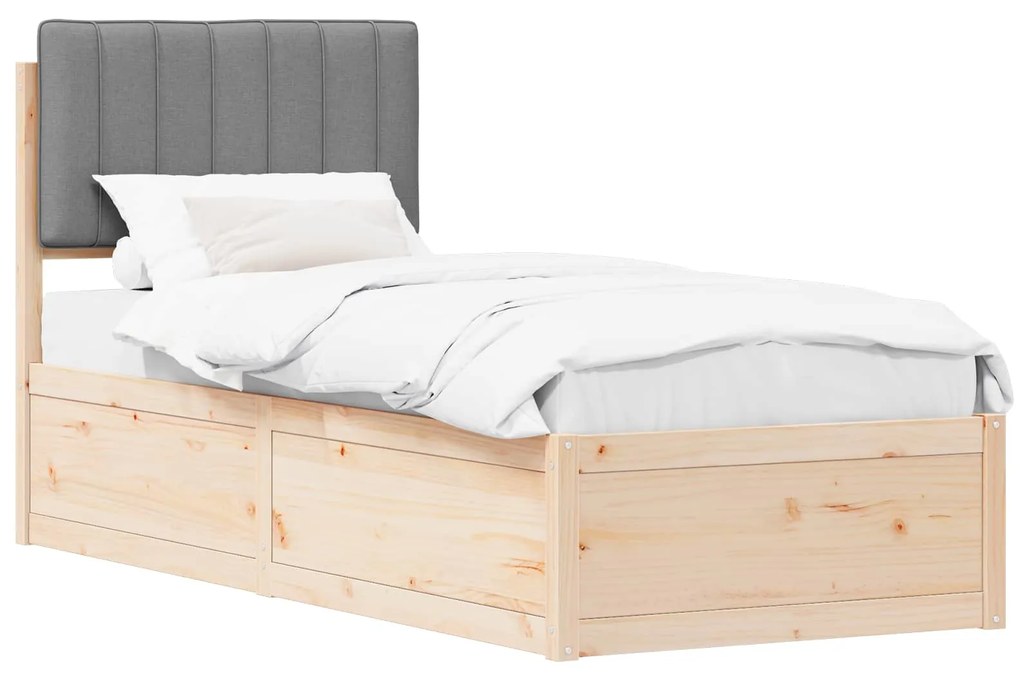 vidaXL Σκελετός Κρεβατιού με Επενδεδυμένο Κεφαλάρι Ανοιχτό γκρι