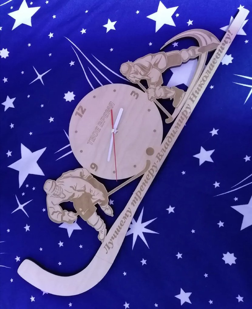 Intra απο ξύλο plywood 3mm-4mm πάχος - Ρολόι τοίχου χόκεϊ Δίασταση 30x30 cm Intraeaxys-eo4qeqy7