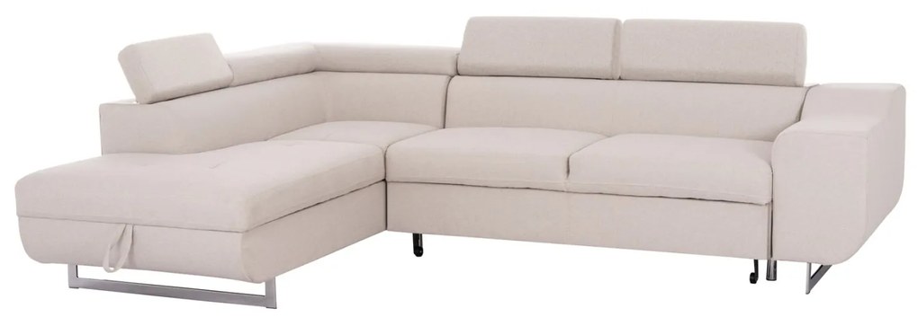 ΓΩΝΙΑΚΟΣ ΚΑΝΑΠΕΣ-ΚΡΕΒΑΤΙ ΜΕ ΑΠΟΘ.ΧΩΡΟ ENCORE HM3301.03L ΜΠΕΖ ΥΦΑΣΜΑ 285x205x90Υεκ.