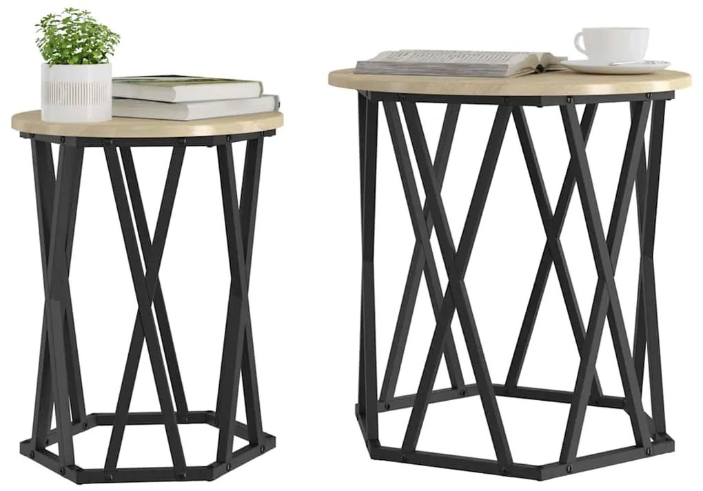vidaXL Τραπεζάκι σαλονιού 2 pcs Sonoma Δρυς 50 x 50 x 50 cm