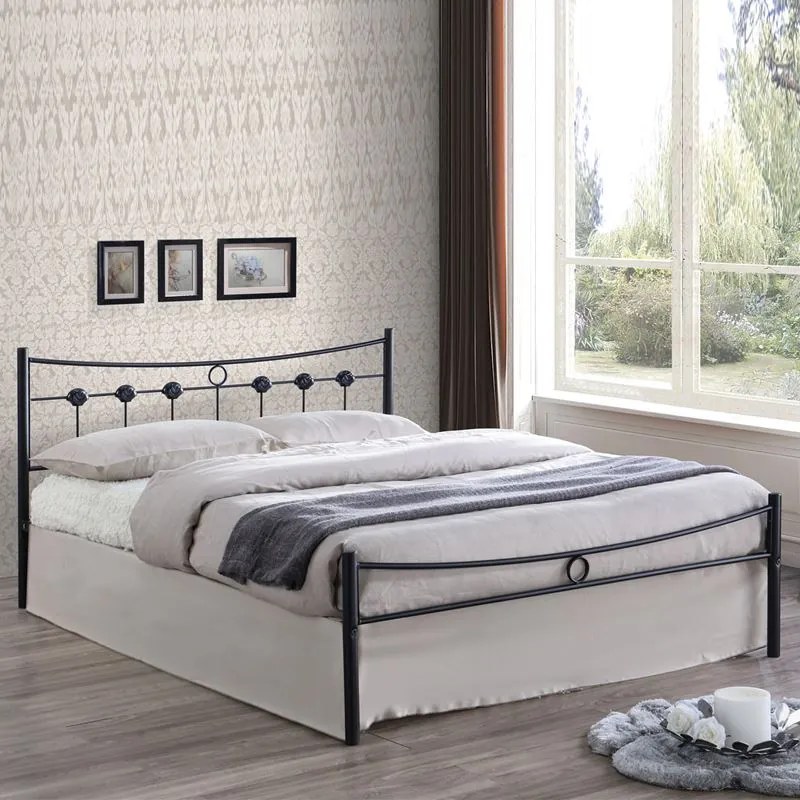 DUGAN Κρεβάτι Διπλό, για Στρώμα 150x200cm, Μέταλλο Βαφή Μαύρο  156x205x83cm Ε8069