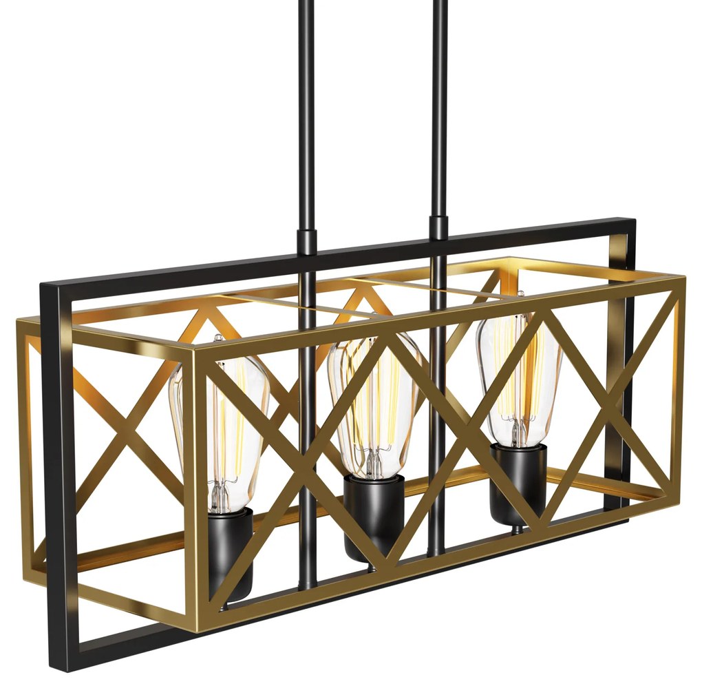 Κρεμαστό Φωτιστικό Τρίφωτο Χρυσό-Μαύρο Ε27 58x20x68cm - MEC-3317F3 - MEC-3317F3