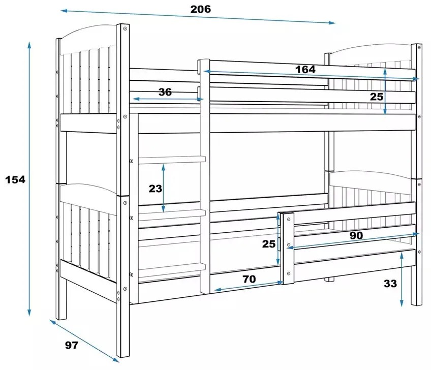 Κουκέτα  Dorian από μασίφ ξύλο Grey 90×200cm (Δώρο τα Στρώματα)