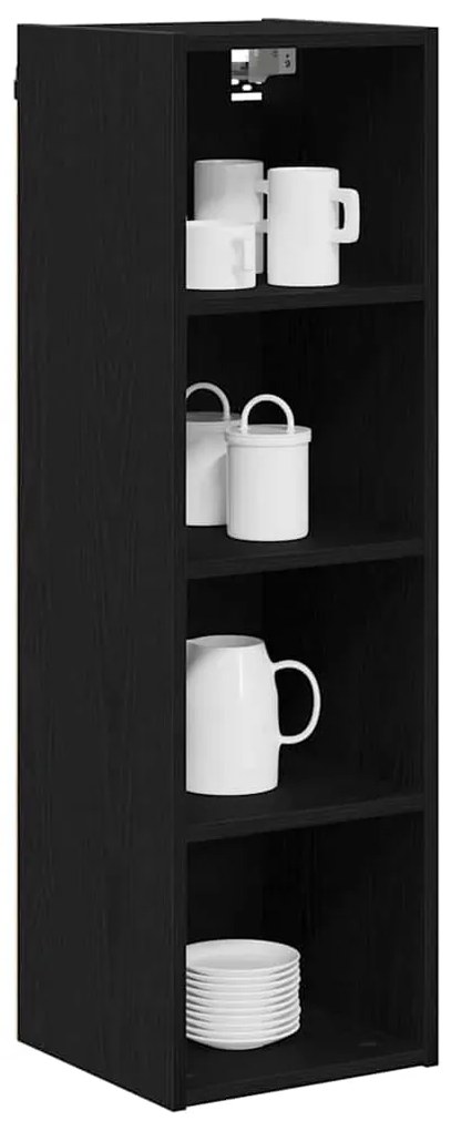 vidaXL Κρεμαστό ντουλάπι με αποθήκευση Μαύρη Οξυά 30 x 29,5 x 100 εκ.