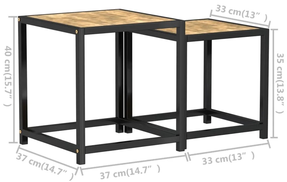 vidaXL Τραπεζάκια 2 τεμ. Μαύρο / Κίτρινο από MDF