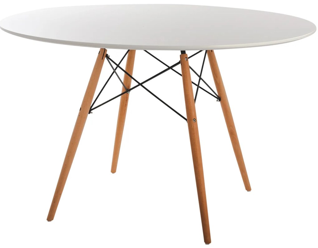 ΤΡΑΠΕΖΙ MINIMAL ΣΤΡΟΓΓΥΛΟ HM8454.01 MDF ΣΕ ΛΕΥΚΟ-ΠΟΔΙΑ ΟΞΙΑΣ ΣΕ ΦΥΣΙΚΟ Φ120Χ75Υεκ.