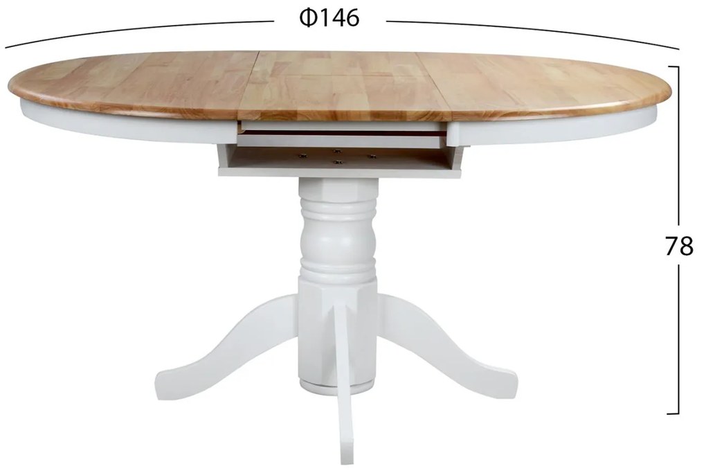 Σετ τραπεζαρίας C8057 5τμχ με Στρόγγυλο Τραπέζι & 4 Καρέκλες Λευκό - Δρύς