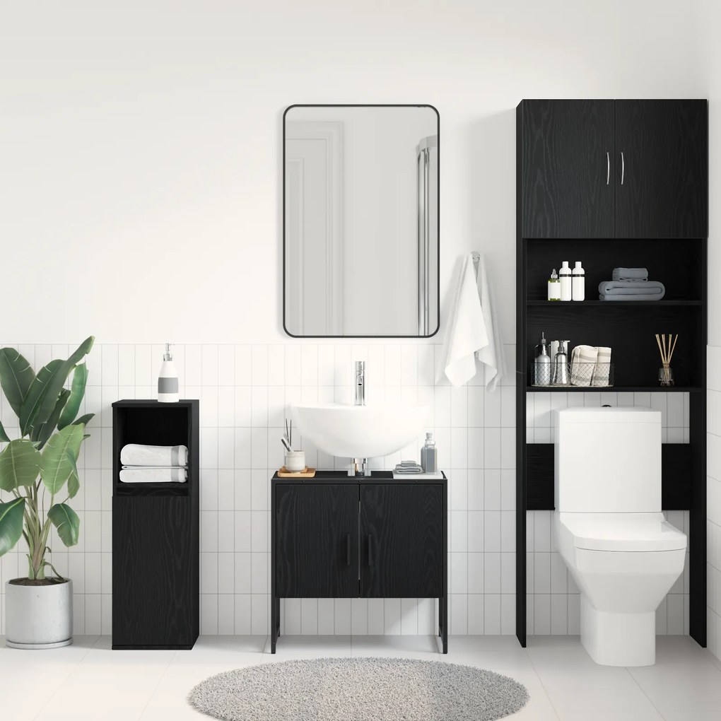 vidaXL Ντουλάπι Νιπτήρα  Μαύρης Δρυός 60x33x60 εκ. Επεξεργασμένο Ξύλο