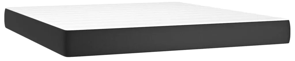vidaXL Κρεβάτι Boxspring με Στρώμα Μαύρο 180x200εκ.από Συνθετικό Δέρμα