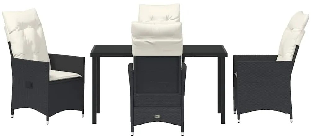 vidaXL Σέτ φαγητού για κήπο με μαξιλάρι 5 pcs Μαύρο Πολυ ράταν