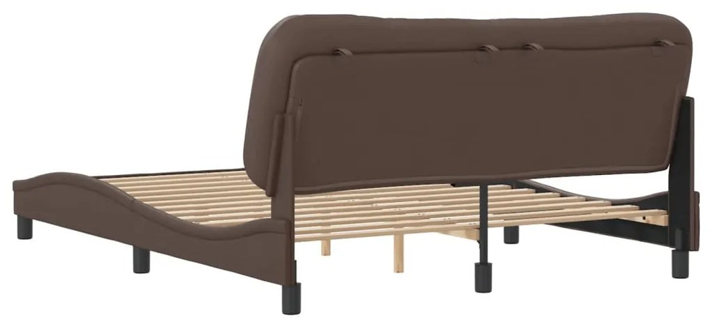 vidaXL Πλαίσιο κρεβατιού χωρίς Στρώμα Hvar Καφέ 160x200 εκ. Συνθετικό Δέρμα