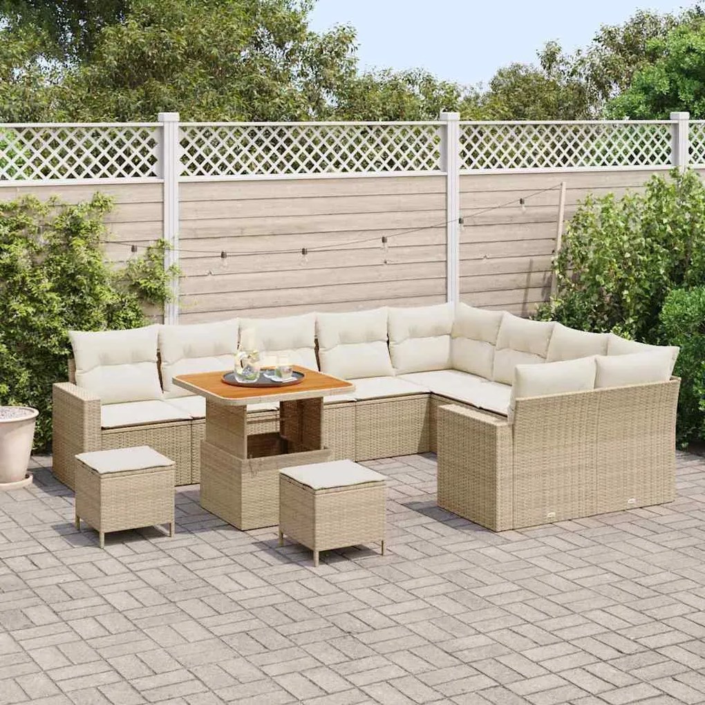 vidaXL Σετ Καναπέ Κήπου 12 pcs Μπεζ συνθετικό ρατάν