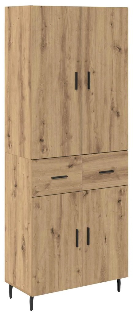 vidaXL Highboard με συρτάρι 2 pcs Artisan Oak Σύνθετο Ξύλο και Γυαλί