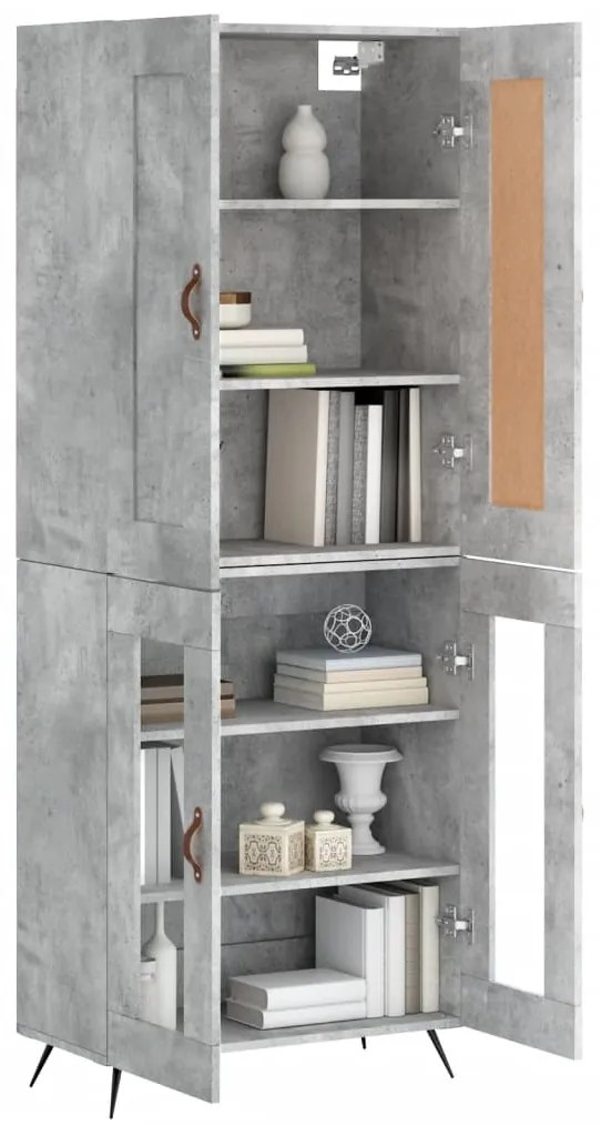 vidaXL Ντουλάπι Γκρι Σκυροδέματος 69,5x34x180 εκ. Επεξεργασμένο Ξύλο