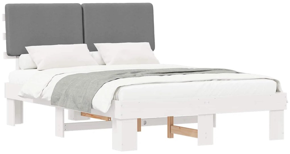 vidaXL Σκελετός Κρεβατιού με Επενδεδυμένο Κεφαλάρι Ανοιχτό γκρι