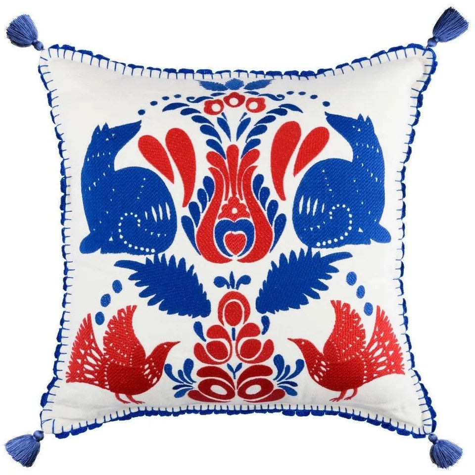 Μαξιλάρι Διακοσμητικό (Με Γέμιση) Folk Embroidery LC40080 50x50 Blue-Red MindTheGap 50Χ50 Feather