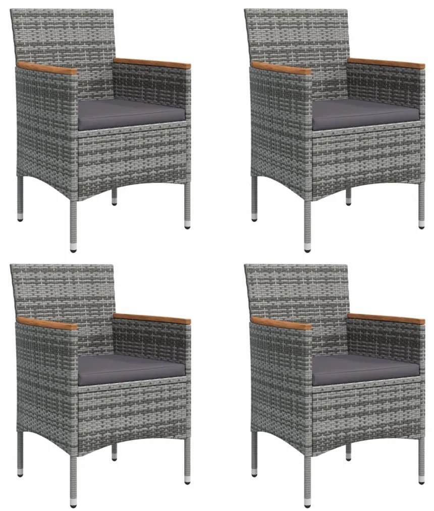 vidaXL Σετ Τραπεζαρίας Κήπου 5 Τεμαχίων Γκρι / Μαύρο με Μαξιλάρια