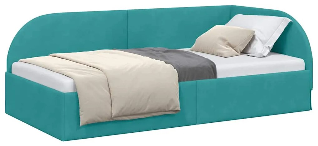 vidaXL Κρεβάτι Γωνίας με κεφαλάρι Τιρκουάζ 90 εκ x 190 εκ Βελούδο