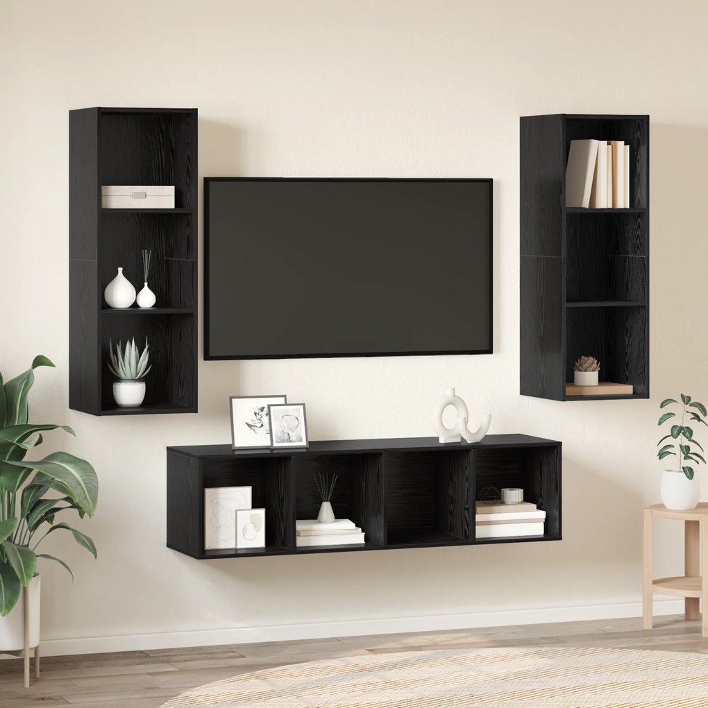 vidaXL Σετ επίπλου τηλεόρασης 3 pcs Μαύρη δρυς 37 x 37 x 142.5 εκ