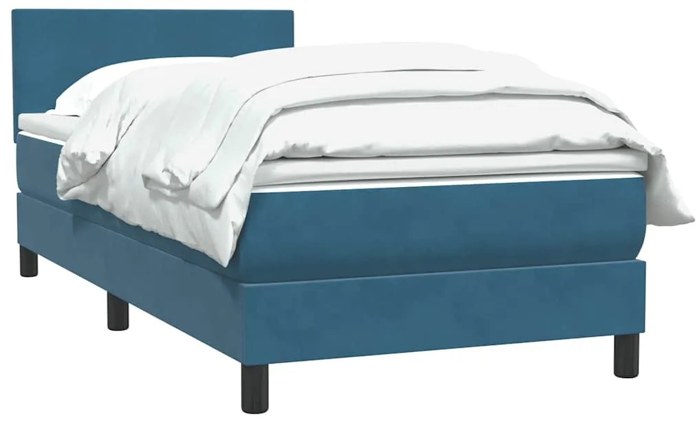 vidaXL Κρεβάτι Boxspring με Στρώμα Σκούρο Μπλε 100x210 εκ. Βελούδινο