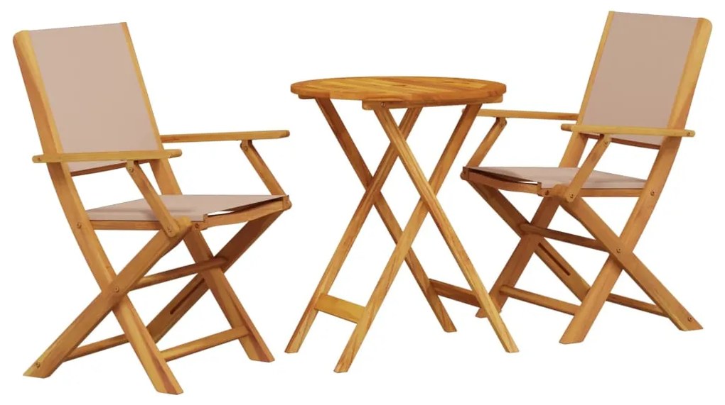 vidaXL Σετ Επίπλων Bistro 3 τεμ. Taupe Ύφασμα/Μασίφ Πεύκου